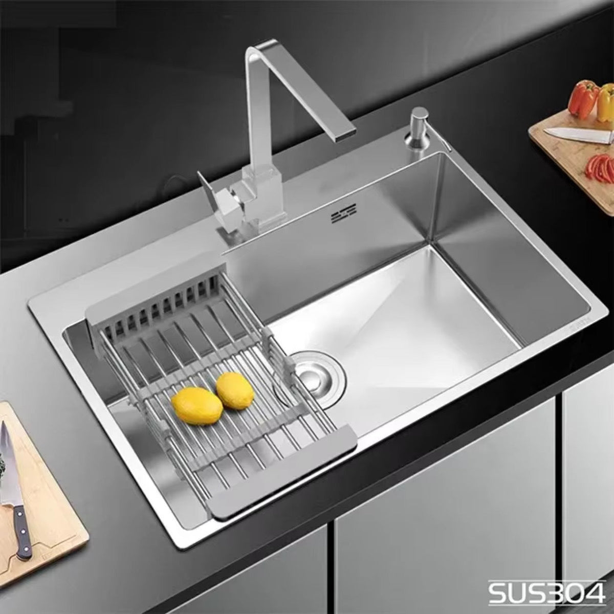 Évier de cuisine en inox brossé 60*45 cm